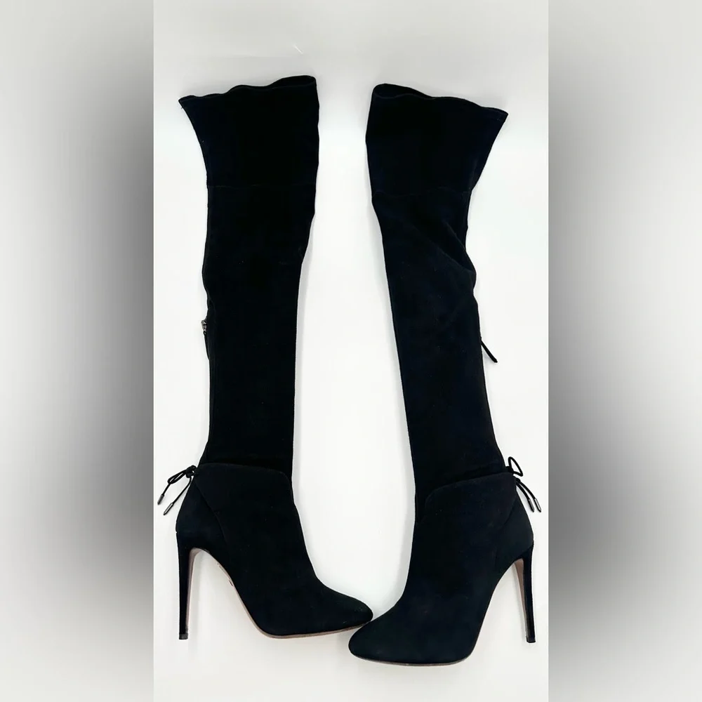 Aquazzura Giselle Over-The-Knee Boots in Black Suede